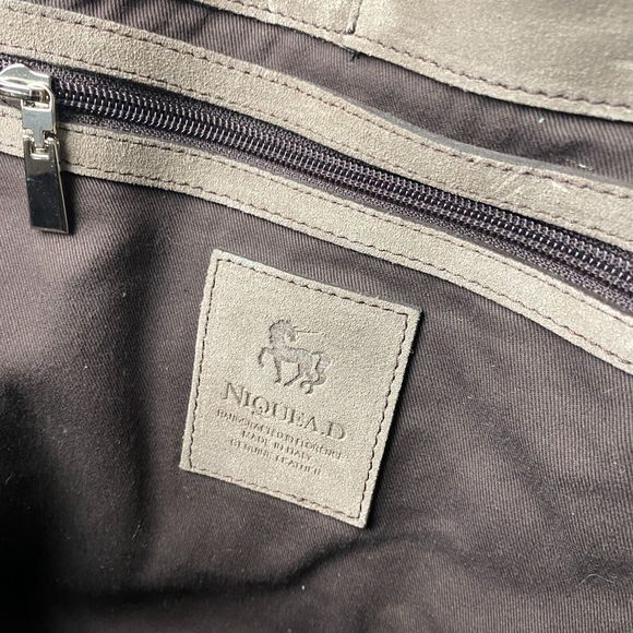 NIQUEA.D Gray SUEDE HOBO BAG! Large Brown Alligator Leather Purse MADE in ITALY - Picture 14 of 16